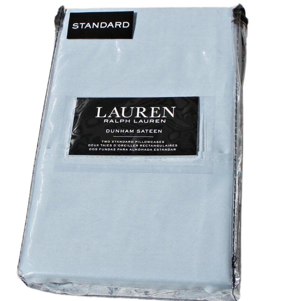 Ralph Lauren Dunham Sateen 100% Cotton Set of 2 Pillowcases Celestial Blue